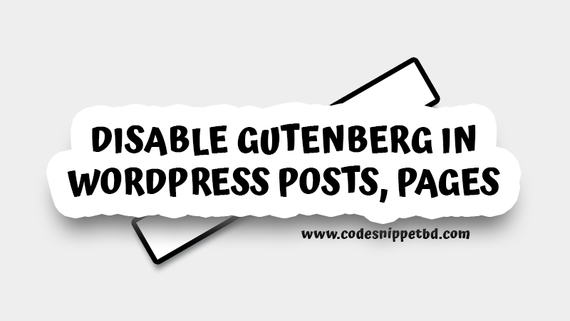 Disable WordPress block editor easily